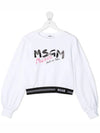 Kids Logo Print Crew Neck Sweatshirt MS026944 001 - MSGM - BALAAN 1