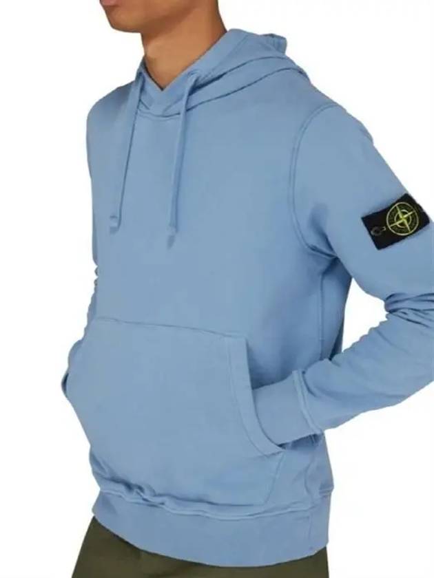 Wappen Patch Cotton Fleece Hoodie Powder Blue - STONE ISLAND - BALAAN 5