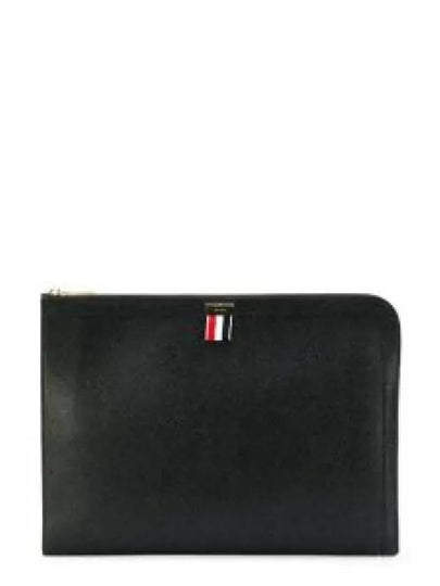 Three Stripes Tab Pebble Document Folio Clutch Bag Black - THOM BROWNE - BALAAN 2