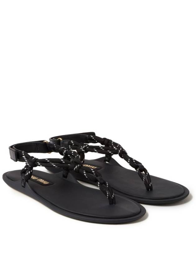 Cord Strap Leather Sandals 5Y184EFM0053L74 - MIU MIU - BALAAN 3