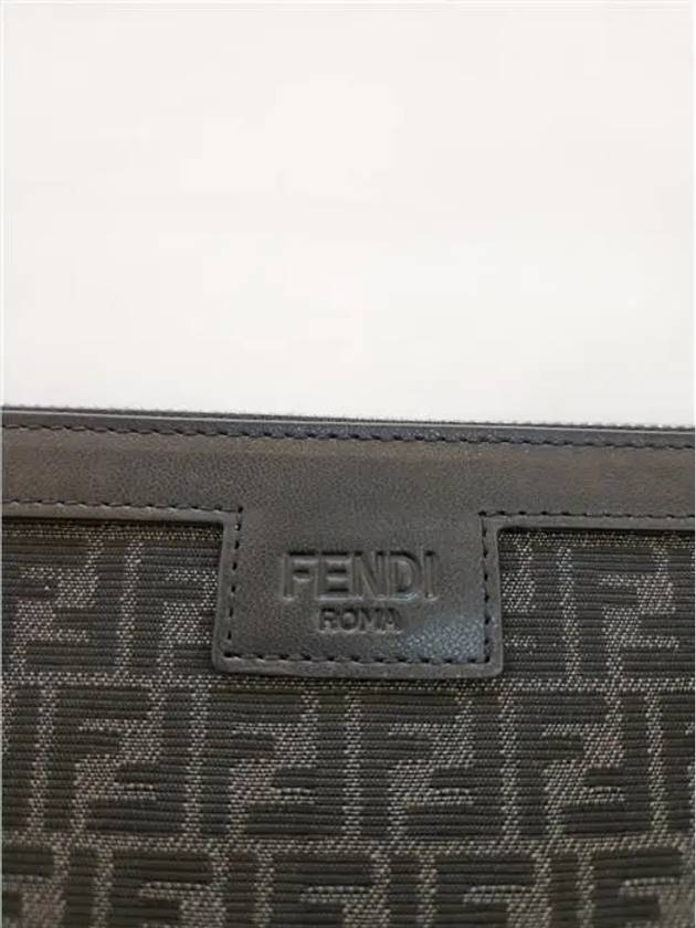 FF logo canvas medium clutch bag black - FENDI - BALAAN.