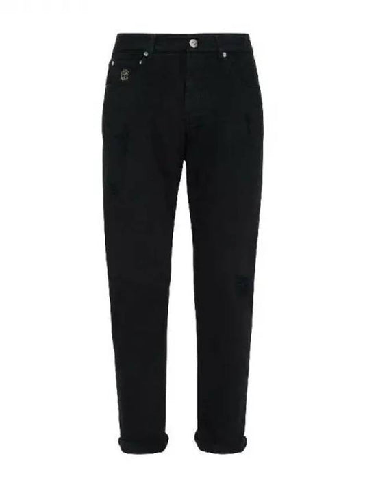Ripped Straight-Leg Jeans Black - BRUNELLO CUCINELLI - BALAAN 2
