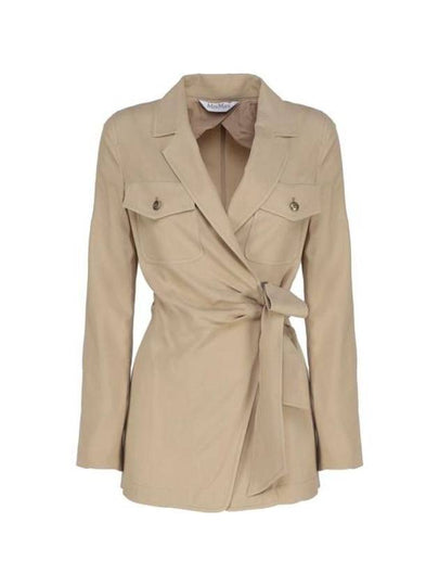 Fleur Flap Pocket Twist Detail Silk Jacket Beige - MAX MARA - BALAAN 2