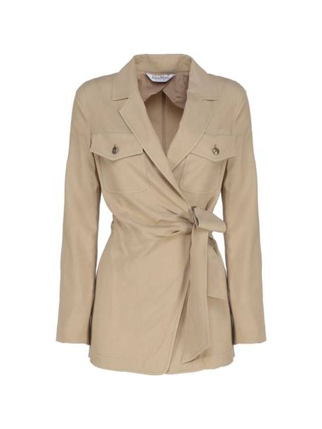 Fleur Flap Pocket Twist Detail Silk Jacket Beige - MAX MARA - BALAAN 1