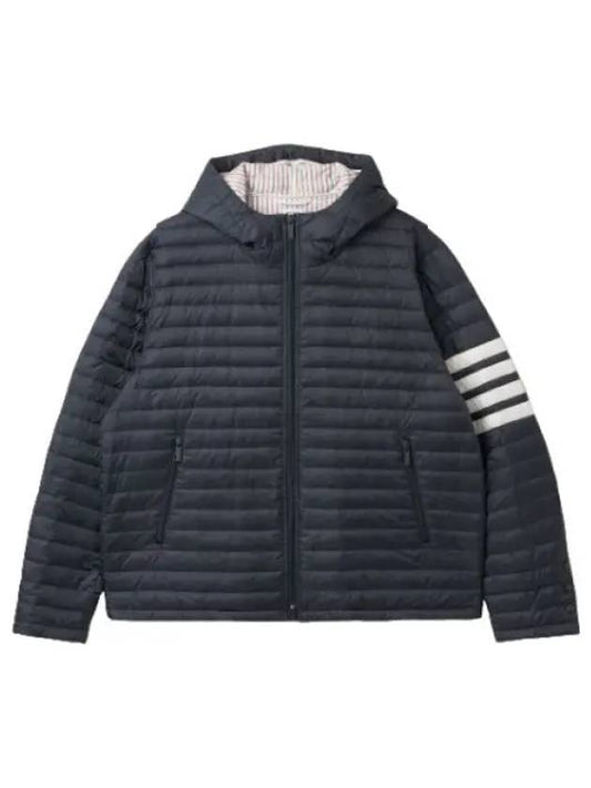 Diagonal stripe hood down padding navy - THOM BROWNE - BALAAN 1