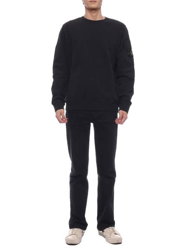 Brushed Organic Cotton Fleece Sweatshirt Black - STONE ISLAND - BALAAN 4