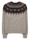 Triomphe Fair Isle Crew Neck Knit Top Grey Brown - CELINE - BALAAN 3