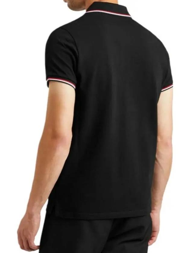 Tricolor Trim Cotton Polo Shirt Black - MONCLER - BALAAN 4