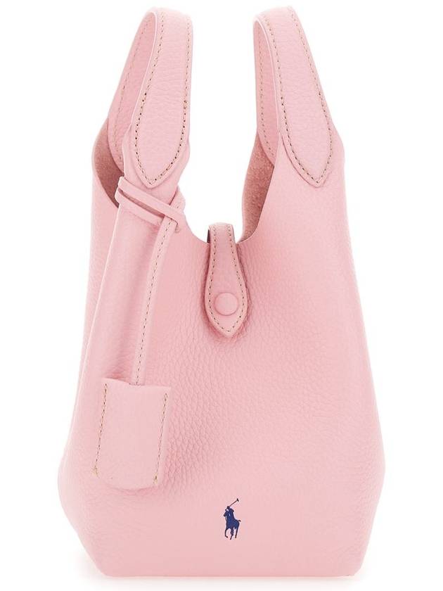 'Play' Pink Handbag With Removable Shoulder Strap And Pony Embroidery On The Front In Leather Woman - POLO RALPH LAUREN - BALAAN 4