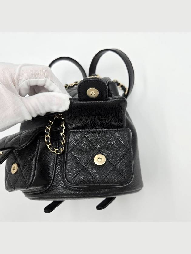 Duma Two Pocket Small Caviar Backpack Black - CHANEL - BALAAN 8