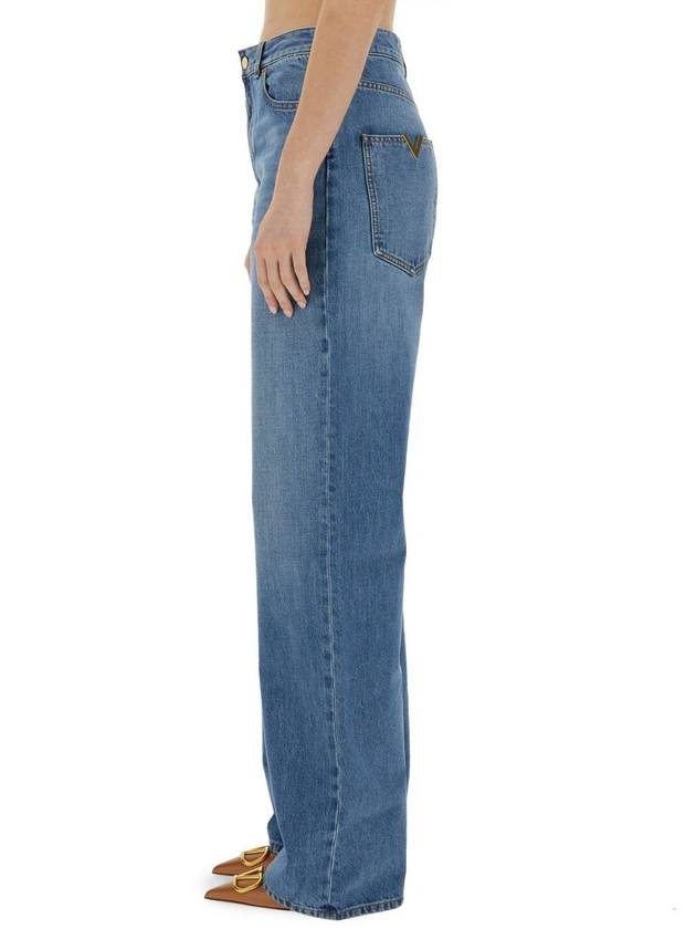 Denim Wide Jeans Blue - VALENTINO - BALAAN 5