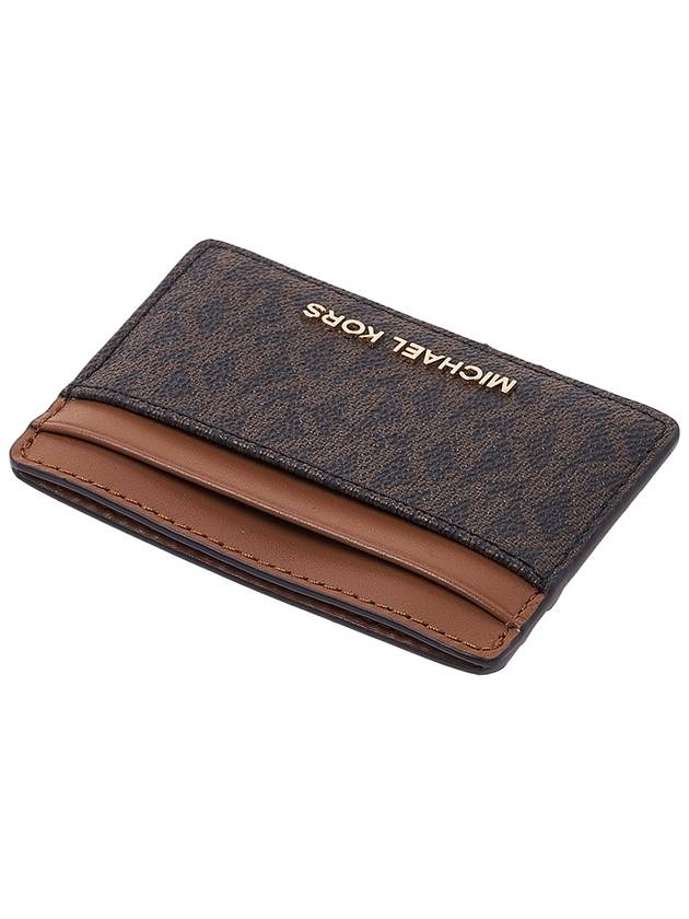 Jet Set Logo Plaque Card Wallet Brown - MICHAEL KORS - BALAAN 5