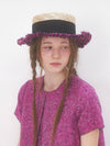 Tweed Boater Hat Black Viva Magenta - BROWN HAT - BALAAN 2