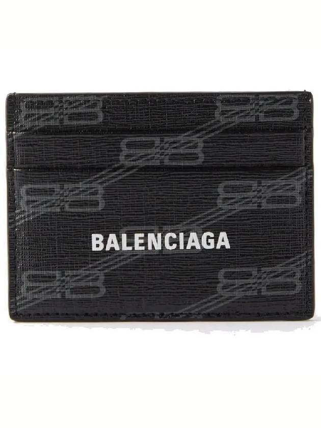 Cash logo print textured leather cardholder - BALENCIAGA - BALAAN 1