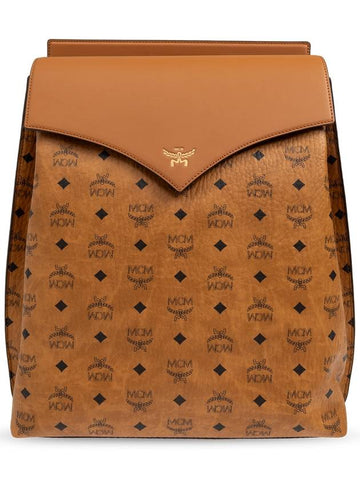 Visetos Leather Mix Diamond Backpack Brown - MCM - BALAAN 1