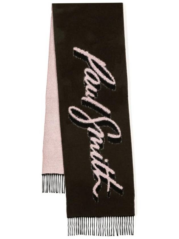 Logo Jacquard Fringe Scarf Khaki - PAUL SMITH - BALAAN 1