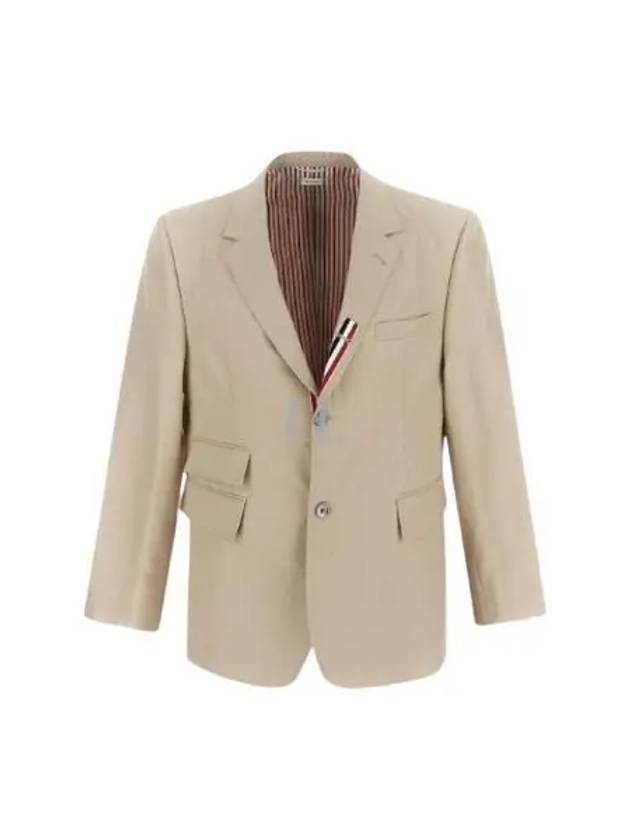 Typewriter Cloth Grosgrain Placket Sport Jacket Beige - THOM BROWNE - BALAAN 2