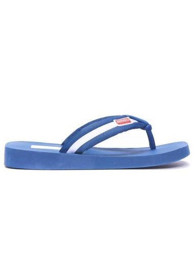 Men's Setter Logo Patch Striped Flip Flops Blue - KENZO - BALAAN 1