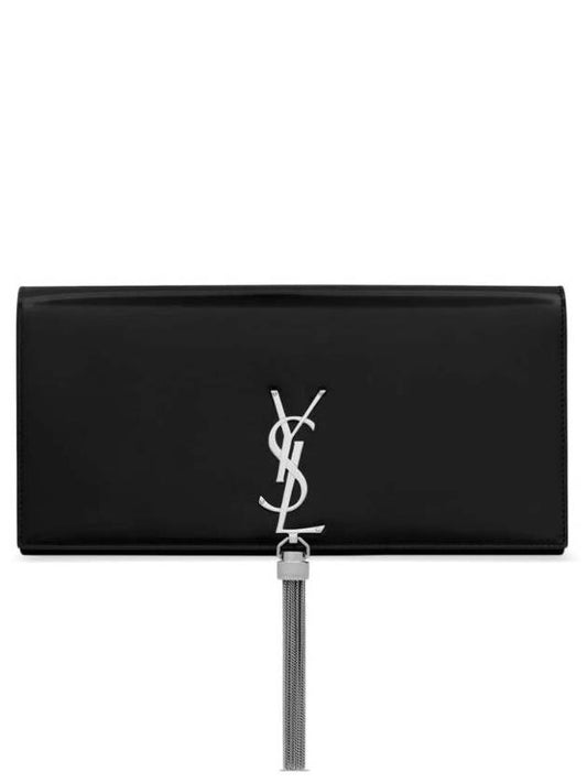 Kate Leather Clutch Black - SAINT LAURENT - BALAAN 1