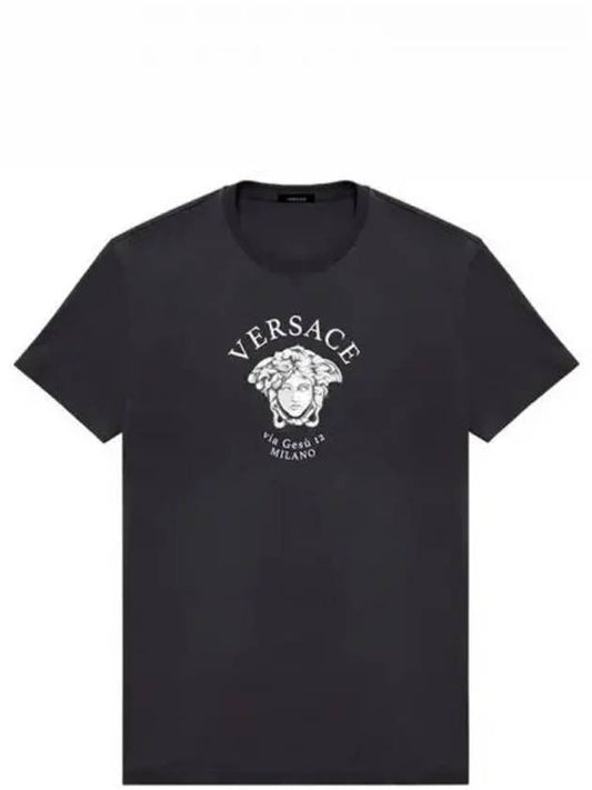 Men's Medusa Logo Printing Short Sleeve T-Shirt Black - VERSACE - BALAAN 2