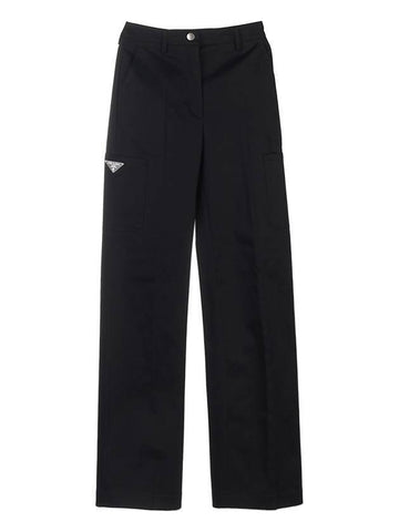 Women's Stretch Gabadin Straight Pants Black - PRADA - BALAAN 1