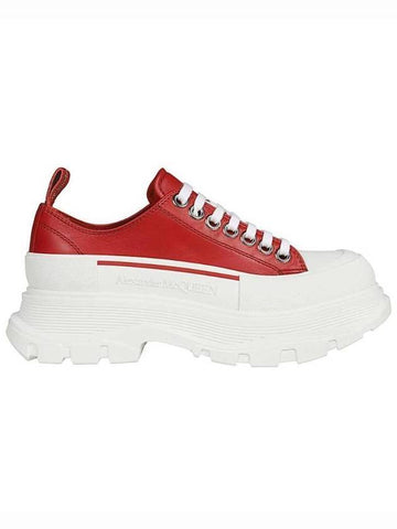 Women's Tread Slick Low Top Sneakers White Red - ALEXANDER MCQUEEN - BALAAN 1