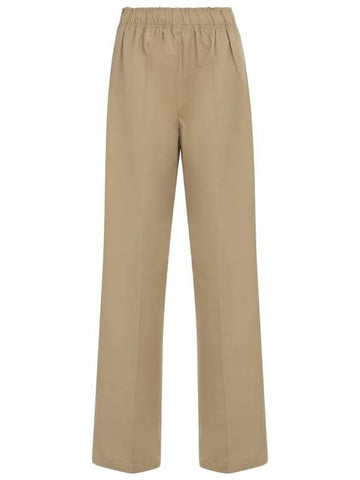 Poplin straight pants beige - PRADA - BALAAN 1