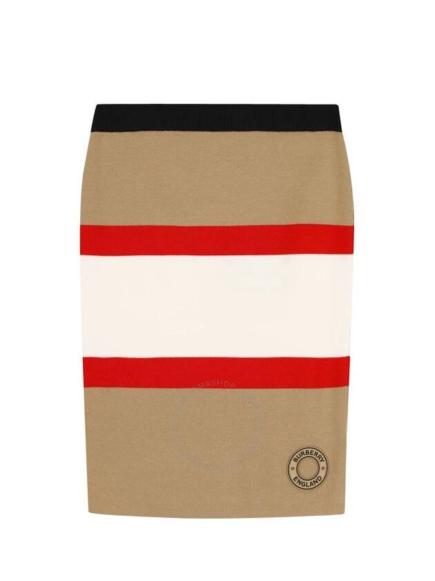 Burberry Logo Patch Color-Block Stripe Skirt, Size 6Y - BURBERRY - BALAAN 1