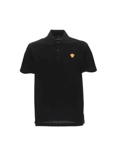 Embroidered Logo Polo Shirt Black - VERSACE - BALAAN 2