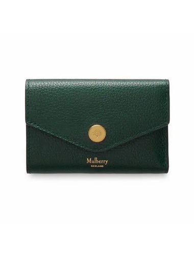 Folded Grain Leather Multi Card Wallet Green - MULBERRY - BALAAN 1