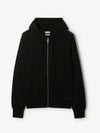 Embroidered Logo Cashmere Zip-Up Hoodie Black - BURBERRY - BALAAN 2