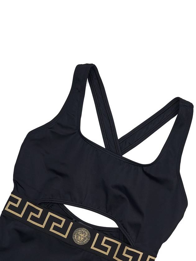 Greca Border Cut Out One Piece Swimsuit Black - VERSACE - BALAAN 4