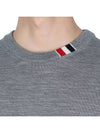 Intarsia Stitch Crew Neck Merino Wool Knit Top Light Grey - THOM BROWNE - BALAAN 6