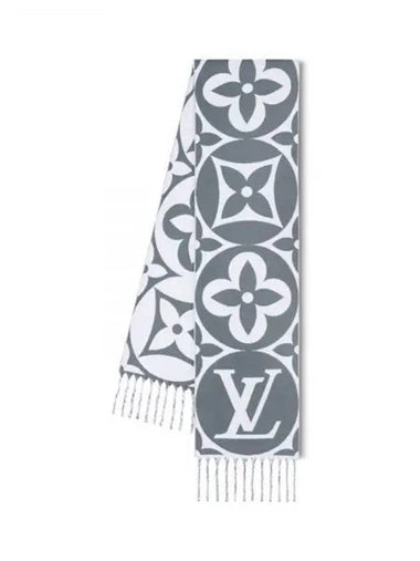 Muffler Scarf LV Medallion Light Gray M92857 - LOUIS VUITTON - BALAAN 1