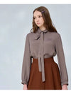 Tie blouse check brown 0121 - VOYONN - BALAAN 4