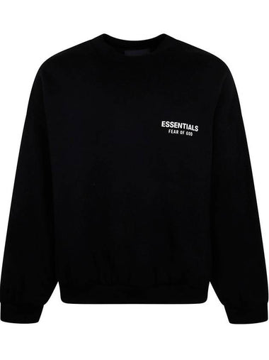 Essentials Logo Print Crew Neck Sweatshirt Black - FEAR OF GOD ESSENTIALS - BALAAN 1