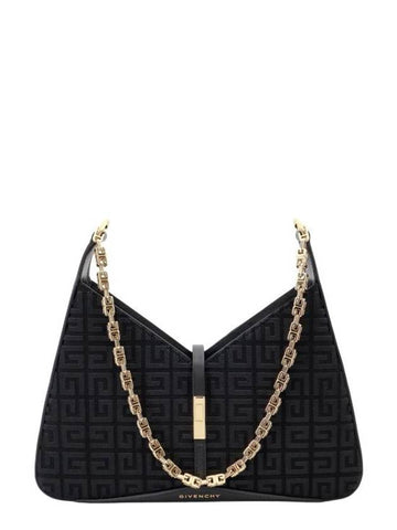 Embroidered Logo Cut Out Small Shoulder Bag Black - GIVENCHY - BALAAN 1