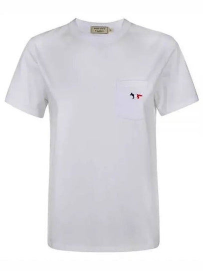 Tricolor Fox Patch Classic Pocket Short Sleeve T-Shirt White - MAISON KITSUNE - BALAAN 2