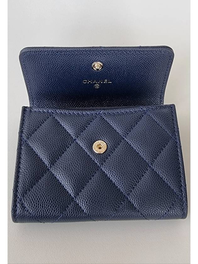 CC Logo Flap Caviar Card Wallet Navy - CHANEL - BALAAN 4