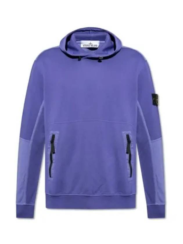 Regular Fit Mercerized Cotton Fleece Cotton Hoodie Purple - STONE ISLAND - BALAAN 2