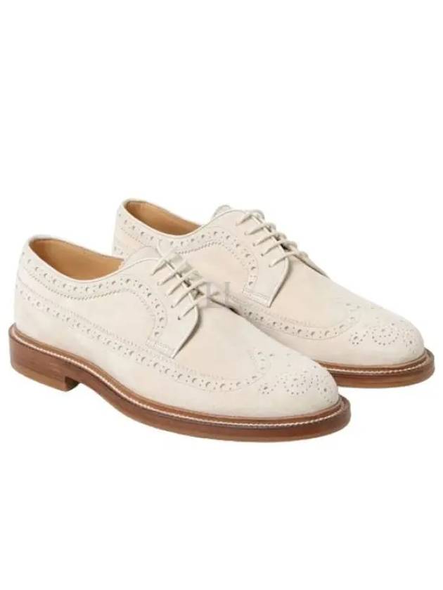 Perforated-Embellished Lace-Up Derby Beige - BRUNELLO CUCINELLI - BALAAN 2