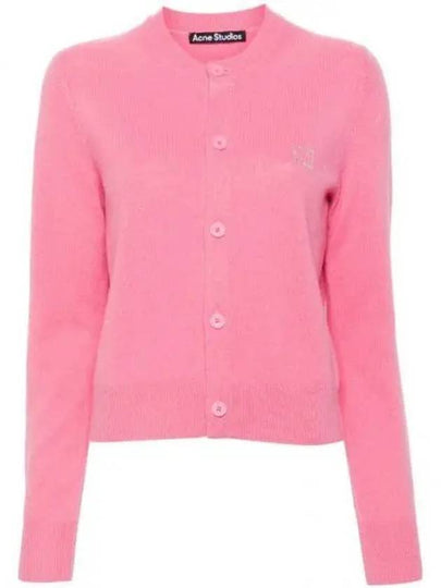 Face Logo Wool Cardigan Tango Pink - ACNE STUDIOS - BALAAN 2