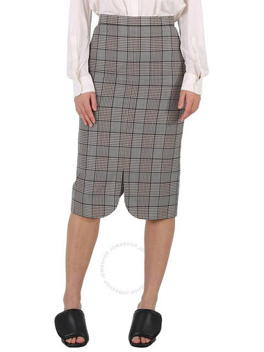 Burberry Check Wool Scalloped Hem Pencil Skirt, Brand Size 8 (US Size 6) - BURBERRY - BALAAN 1