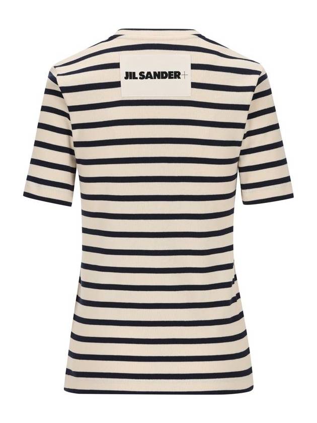 Striped Cotton Short Sleeve T-Shirt Navy Beige - JIL SANDER - BALAAN 3