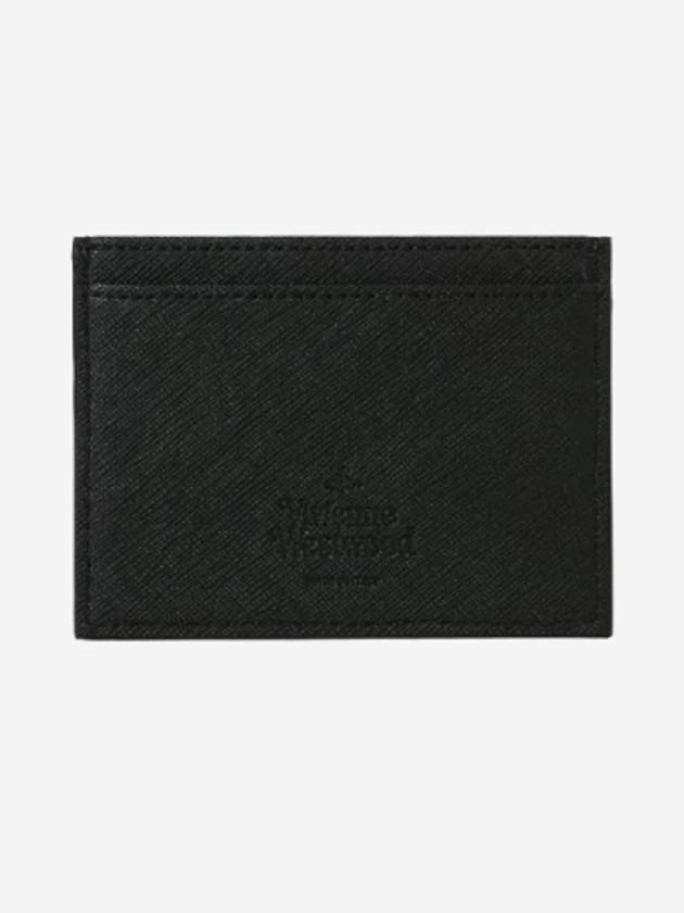 Saffiano Flat Logo Leather Card Wallet Black - VIVIENNE WESTWOOD - BALAAN 4