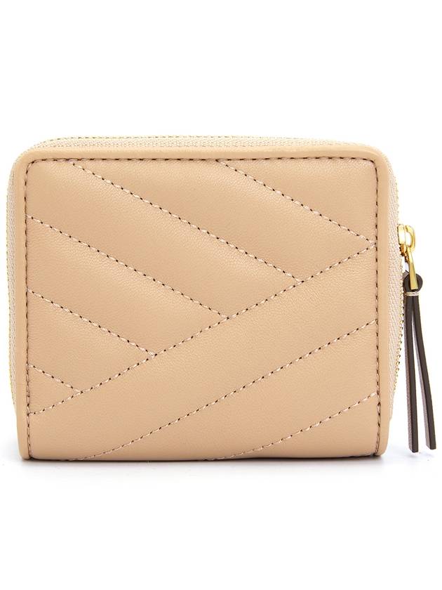 Kira Chevron Half Wallet Beige - TORY BURCH - BALAAN 3