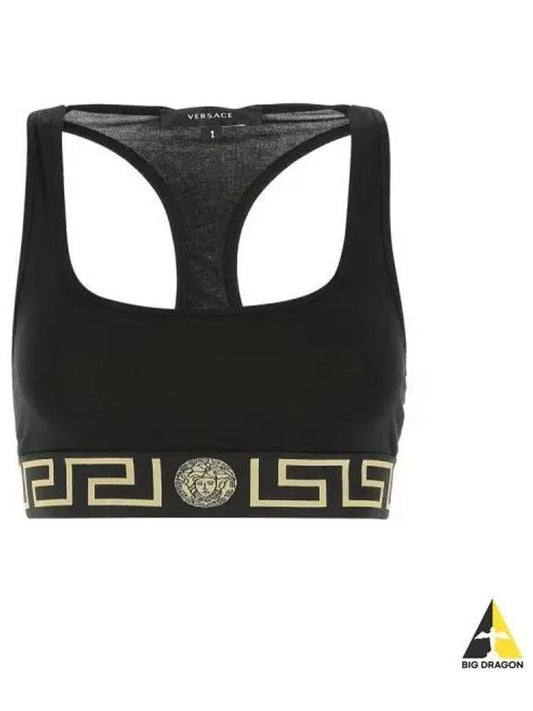 Women's Greca Border Print Bra Black - VERSACE - BALAAN.