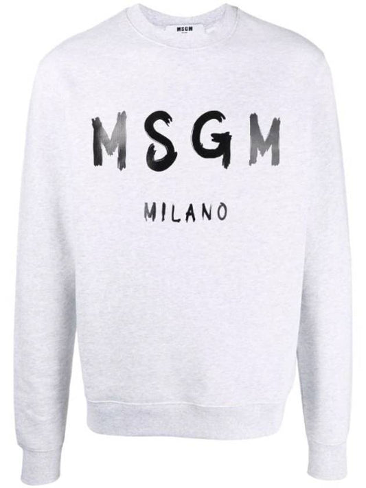 Milano Brushed Logo Print Cotton Sweatshirt Grey - MSGM - BALAAN 1