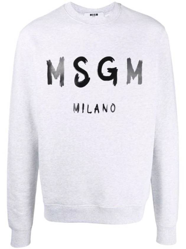 Milano Brushed Logo Print Cotton Sweatshirt Grey - MSGM - BALAAN 1