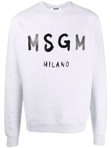 Milano Brushed Logo Print Cotton Sweatshirt Grey - MSGM - BALAAN 1